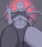  abs anthro big_breasts breast_squish breasts female glowing glowing_eyes hi_res kierus looking_at_viewer mind_flayer monster sarong solo squish tentacles thick_thighs wrap_bra 