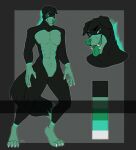 2021 anthro black_body black_fur canid canine canis digital_media_(artwork) domestic_dog fur green_body green_eyes green_fur green_nose green_tongue hi_res kristiana_puff male mammal open_mouth smile solo teeth tongue 