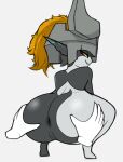  ambiguous_gender anus armor big_butt bite biting_lip butt butt_grab crouching cute_fangs disembodied_hand duo female female_focus genitals hair hand_on_butt headgear helmet hi_res huge_butt humanoid imp kierus looking_back midna nintendo not_furry nude pussy short_stack simple_background solo_focus the_legend_of_zelda thick_thighs tiptoes twili twilight_princess video_games wide_hips 