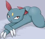  ambiguous_gender anthro ass_up bed big_butt bubble_butt butt claws digital_media_(artwork) furniture kierus looking_at_viewer lying nintendo nude on_bed on_front open_mouth pok&eacute;mon pok&eacute;mon_(species) red_eyes shaded sneasel solo three-quarter_view video_games 