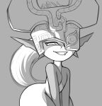  big_butt butt cute_fangs female greyscale hi_res huge_hips huge_thighs humanoid humanoid_pointy_ears imp kierus looking_at_viewer midna monochrome nintendo not_furry simple_background smile solo the_legend_of_zelda thick_thighs twili twilight_princess video_games wide_hips 