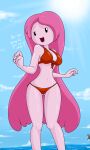  2017 adventure_time beach bedroom_eyes big_breasts bikini brass_instrument breasts candy cartoon_network cleavage clothed clothing curvy_figure dessert detailed_background dialogue digital_media_(artwork) doom_(series) dot_eyes english_text female fingers food food_creature hair hi_res humanoid id_software living_candy long_hair looking_at_viewer musical_instrument narrowed_eyes navel not_furry outside panties pink_body pink_hair pink_skin princess_bubblegum revenant_(doom) sandwich-anomaly sea seaside seductive side-tie_bikini side-tie_panties smile solo standing swimwear talking_to_viewer text thick_thighs tongue trumpet underwear video_games voluptuous water wind_instrument 