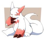  2020 ambiguous_gender claws fur hi_res licking nintendo pok&eacute;mon pok&eacute;mon_(species) red_body red_fur self_lick sitting solo tatu_wani_(artist) tongue tongue_out video_games white_body white_fur zangoose 