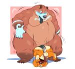  absurd_res anal anal_penetration anthro anthro_on_anthro anthro_penetrated anthro_penetrating anthro_penetrating_anthro balls belly big_dom_small_sub bjorn_(sturattyfur) blue_body blue_fur blue_markings brown_body brown_fur charmander dominant duo ear_piercing fan_character fur genitals green_eyes hadou hi_res male male/male male_penetrated male_penetrating male_penetrating_male mammal markings moobs motion_lines nintendo overweight overweight_anthro overweight_male penetration penis piercing pok&eacute;mon pok&eacute;mon_(species) satsui-n0-had0u size_difference thick_thighs tongue tongue_out ursid video_games 