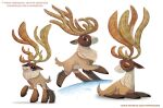  ambiguous_gender antlers black_eyes brown_body brown_fur capreoline cervid cryptid-creations eyes_closed feral fur group horn lying mammal reindeer simple_background snow tan_body tan_fur text url walking white_background winter 