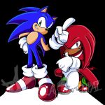  1:1 2021 america_senpai anthro black_background black_nose blue_body clothing duo echidna eulipotyphlan footwear gesture gloves green_eyes handwear hedgehog hi_res knuckles_the_echidna male mammal monotreme pointing purple_eyes red_body sega sharp_teeth shoes simple_background smile sonic_the_hedgehog sonic_the_hedgehog_(series) spikes teeth white_clothing white_gloves white_handwear 