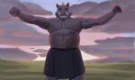  2021 anthro arkross1999 clothed clothing eyes_closed hi_res humanoid_hands kemono male mammal musclegut outside overweight overweight_male solo suid suina sus_(pig) wild_boar 
