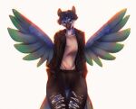  2020 anthro avian beak bird black_beak breasts clothed clothing digital_media_(artwork) eyewear feathered_wings feathers female glasses hair kristiana_puff looking_at_viewer simple_background smile solo white_background wings 