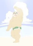  2021 absurd_res anthro beach belly bulge clothing eyewear glasses hi_res humanoid_hands kemono male mammal meimei_kia outside overweight overweight_male sea seaside solo swimwear tokyo_afterschool_summoners ursid video_games volos water 