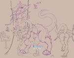  ambiguous_gender anthro breasts dragon duo english_text fur furred_dragon genitals glory_hole hi_res horn intersex intersex/intersex invalid_tag maleherm minze paws pussy sketch taur text ych_(character) 