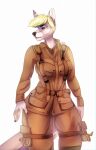  2019 anthro black_nose blonde_hair breasts canid canine canis clothed clothing digital_media_(artwork) domestic_dog female hair hi_res kristiana_puff mammal simple_background white_background 