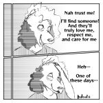  1:1 adondis anthro black_and_white blonde_hair canid canine canis comic domestic_dog english_text hair hi_res long_hair love male mammal monochrome poodle screentone solo text 