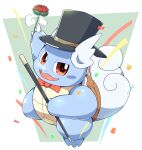  2021 3_toes absurd_res ambiguous_gender blue_body blush bow claws clothing feet flower hat headgear headwear hi_res nintendo open_mouth open_smile plant pok&eacute;mon pok&eacute;mon_(species) rose_(flower) shell smile solo tatu_wani_(artist) toes top_hat video_games wartortle 