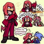  1:1 2021 amy_rose angry annoyed anthro black_nose blue_body blue_fur blue_hair blush bow_tie clothing crossed_arms echidna eulipotyphlan female fur gloves green_eyes hair handwear hedgehog knuckles_the_echidna male mammal monotreme pink_body pink_fur pink_hair punch purple_eyes red_body red_fur red_hair sega simple_background sonic_the_hedgehog sonic_the_hedgehog_(series) spikes suit vibhones 