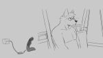  ... 16:9 2021 anthro canid charging digital_media_(artwork) eyewear glasses hi_res male mammal monochrome nude ookanyoufeelit sex_toy sitting sketch solo vibrator waiting widescreen 