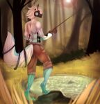  2020 anthro canid canine canis day detailed_background digital_media_(artwork) domestic_dog fingers forest grass hi_res kristiana_puff male mammal outside plant smile solo tree 