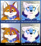  alopex_(tmnt_2012) anthro arctic_fox canid canine clothing collar duo eye_contact female for_the_better_right? fox foxxfire foxxfire_(character) hi_res hoodie looking_at_another looking_away male male/female mammal meme topwear 