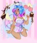  absurd_res accessory apron apron_bow apron_only barefoot big_breasts biped blue_eyes blush bow_accessory breasts butt cake camel_toe candy candy_succubus cherry chocolate chocolate_cake chocolate_milk chocolate_sauce clothed clothing colored_nails dairy_products demon demon_humanoid dessert digital_media_(artwork) feet female fingers flavored_milk food food_fetish food_play freckles fruit genital_outline hair half-closed_eyes hi_res horn horned_humanoid housewife human humanoid kandipop kneeling kneeling_position looking_at_viewer mammal milk mostly_nude nails narrowed_eyes not_furry open_mouth outline pandora_kokoro pinup plant pose pussy_outline ribbons simple_background skimpy smile solo spade_tail spatula stripes succubus thick_thighs tobifireflies toes tongue tools whipped_cream whipped_topping wings 