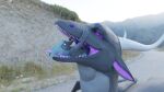  16:9 2021 3d_(artwork) 4k absurd_res ambiguous_gender blender_(software) detailed_background digital_media_(artwork) dragon ender_malcolm feral fur guard_rail hi_res hill humanoid looking_at_viewer mountain open_mouth oral_vore power_lines road sergal struggling teeth tongue vore widescreen wings 