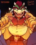  absurd_res anthro balls beard body_hair bowser bowser_day chest_hair collar facial_hair foreskin genitals group hi_res holding_penis horn human humanoid_genitalia humanoid_penis kneeling koopa luigi male male/male mammal mario mario_bros masturbation musclegut nintendo nipples open_mouth penis pubes scalie simple_background spiked_collar spikes thekinkybear uncut video_games 