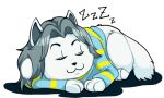  alpha_channel canid canine clothed clothing felid feline fur hair keibetsu mammal sleeping tem temmie_(undertale) topwear undertale video_games white_body white_fur 