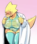  alphys anthro areola belly big_breasts blush bodily_fluids box_chan breasts buckteeth camel_toe claws cleavage clothed clothing coat curvy_figure deep_navel embarrassed eyewear female front_view genitals glasses gradient_background hi_res huge_breasts ineffective_clothing lab_coat leaning leaning_forward legwear lizard looking_at_viewer navel nervous nipples non-mammal_breasts non-mammal_nipples one-piece_swimsuit open_clothing open_coat open_mouth open_topwear overweight overweight_anthro overweight_female portrait pussy reptile scales scalie simple_background solo spines squish standing sweat swimwear tail_spines teeth thick_tail thick_thighs thigh_highs thigh_squish three-quarter_portrait topwear translucent translucent_clothing undertale video_games voluptuous wide_hips yellow_body yellow_scales yellow_spines 