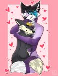  &lt;3 canid canine duo eyes_closed fur hi_res highlights_(coloring) hug love male male/male mammal purple_body purple_fur smile tohru9906 waist_up 