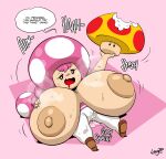  absurd_res areola big_breasts bodily_fluids breast_expansion breasts clothed clothing elemental_creature expansion female fungi_fauna fungus genital_fluids hair hi_res huge_breasts humanoid hyper hyper_breasts joaoppereiraus mario_bros mega_mushroom mushroom nintendo nipples not_furry pink_hair power-up_effect pussy_juice pussy_juice_on_ground short_stack solo toad_(mario) toadette video_games wet 