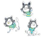  beezii canid canine clothed clothing eyebrows felid feline hair hi_res mammal raised_eyebrow simple_background smile tem temmie_(undertale) topwear undertale video_games white_body 