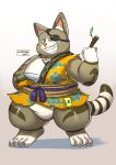  2021 anthro biped capcom clothed clothing eye_patch eyewear felid felyne hi_res humanoid_hands lynian male mammal monster_hunter monster_hunter_stories monster_hunter_stories_2:_wings_of_ruin ocaritna orgo_(monster_hunter) overweight overweight_male simple_background solo video_games 