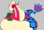  absurd_res antennae_(anatomy) belly big_belly chubby_female chubby_feral eyelashes female feral fin hi_res horn marine milotic nintendo pok&eacute;mon pok&eacute;mon_(species) red_eyes reptile scalie serpentine slightly_chubby solo text thick_tail video_games vivian_makara vvmilotic 