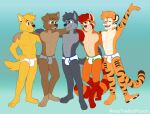  ailurid anthro briefs bulge canid canine canis clothing domestic_dog felid friends group group_hug hi_res hug male mammal matt_riskely pantherine red_panda seb_the_red_panda sebtheredpanda simple_background smile standing tiger tighty_whities tygrecub underwear white_clothing white_underwear wolf zach_the_wolf 