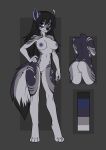  4_toes 5_fingers 5_toes anthro aria_(wolf) breasts butt canid canine canis digital_media_(artwork) feet female fingers fur genitals grey_body grey_fur hair long_hair looking_at_viewer mammal model_sheet navel nipples nude pussy reference_image smile solo standing toes umbraadoptables wolf 