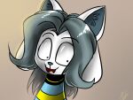  4:3 canid canine clothed clothing eyebrows felid feline fur hair kobra333_(artist) mammal open_mouth raised_eyebrow simple_background tem temmie_(undertale) topwear undertale video_games white_body 