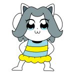  1:1 alpha_channel anthro canid canine clothed clothing felid feline hair hi_res jupapam mammal pop_team_epic solo tem temmie_(undertale) topwear undertale video_games white_body 