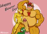  2021 anthro armpit_hair armpit_sniffing artariem ball_lick balls belly big_belly blush body_hair bowser bowser_day chest_hair digital_media_(artwork) erection foreskin genitals group hair hi_res horn humanoid_genitalia humanoid_penis koopa koopa_troopa licking male male/male mario_bros musclegut muscular muscular_male musk nintendo nude on_lap oral penis pubes raised_arm red_hair reptile scalie sex simple_background sitting_on_lap size_difference sniffing tongue tongue_out uncut video_games yoshi 