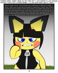  absurd_res ace_(rodent_powered) angry black_hair blue_eyes bob_cut clothing comic cross-popping_vein eyelashes eyeshadow female fur giant_zipper hair hi_res makeup nintendo pichu pok&eacute;mon pok&eacute;mon_(species) pok&eacute;mon_mystery_dungeon rodent_powered_(softestpuffss) semi-anthro softestpuffss solo topwear trans_(lore) vest video_games yellow_body yellow_fur zipper 
