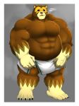  2021 animal_crossing anthro barazoku brown_body brown_fur fur hi_res humanoid_hands ike_(animal_crossing) kemono male mammal musclegut muscular muscular_male nintendo shillon0610 smoking solo towel ursid video_games 