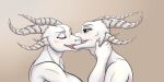  2021 amber_wind anthro blush claws dragon duo eyes_closed french_kissing grey_eyes hi_res horn kiss_on_lips kissing looking_at_another male male/male neck_grab saren_(saren662) scalie selfcest simple_background square_crossover white_body 