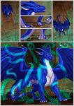  balls belly blue_body comic dragon feral firondraak genitals hi_res kalimah male neverneverland solo tentacles white_belly 