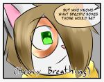  anthro brown_hair close-up comic_panel dialogue dialogue_box domestic_cat felid feline felis fur green_eyes hair male mammal one_eye_obstructed pink_nose reed_(tetsushi) scarf solo tetsushi translucent translucent_hair white_body white_fur 