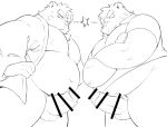  2021 angry anthro balls belly censored diru11 duo erection genitals humanoid_genitalia humanoid_hands humanoid_penis kemono male male/male mammal moobs nipples overweight overweight_male penis simple_background ursid white_background 
