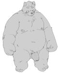  2021 anthro balls belly biped blush genitals hi_res humanoid_genitalia humanoid_hands humanoid_penis kemono male mammal moobs moujya nipples overweight overweight_male penis simple_background solo ursid white_background 