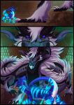  ! ? anus balls belly blue_body comic dragon duo feral firondraak genitals hi_res kalimah larger_male male neverneverland restrained roarak size_difference temple tentacles white_belly 