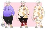  1ceberg absurd_res anthro balls belly biceps big_belly bottomwear bovid bovine bow_tie cattle clothed clothing erection foreskin genitals hi_res hoodie hooves horn leggings legwear male mammal muscular_thighs navel nipples nude overweight pants pecs penis slightly_chubby solo standing thong tight_clothing topwear underwear 