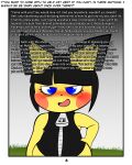  absurd_res ace_(rodent_powered) anthro black_hair blush bob_cut clothing comic eyelashes eyeshadow female fur hair hi_res makeup nintendo pichu pok&eacute;mon pok&eacute;mon_(species) pok&eacute;mon_mystery_dungeon rodent_powered_(softestpuffss) softestpuffss solo suggestive_dialogue text topwear trans_(lore) vest video_games yellow_body yellow_fur zipper 