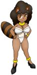  absurd_res afro anthro asian_mythology big_breasts bikini breasts canid canine clothing cyberkaku east_asian_mythology female flo_fontaine hi_res high_heels japanese_mythology jungle_girl mammal monster_girl_(genre) mythology raccoon_dog ring_(jewelry) rings_on_arms rings_on_legs solo swimwear tanuki yōkai 