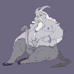  beard belly big_belly demon facial_hair genitals hi_res hooves horn humanoid long_beard male mature_male mustache nipples nude penis pesrev reptile satyr scalie snake snake_penis solo unusual_anatomy unusual_genitalia unusual_penis 