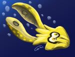  ambiguous_gender black_markings bubble cephalopod gyrotech hi_res inkling marine markings mollusk nintendo solo splatoon swimming tentacles underwater video_games water yellow_body yellow_eyes 