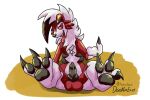  balls bodily_fluids countershading doesnotexist drooling genital_fluids genitals gyrotech hi_res knot lycanroc male nintendo open_mouth pawpads penis pok&eacute;mon pok&eacute;mon_(species) precum red_body red_eyes saliva solo video_games 